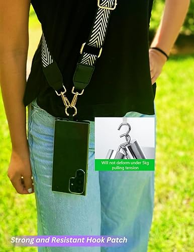 Miniatura 8 de Correa para teléfono con parche y gancho redondo (2 unidades), no adhesiva, manos libres, compatible con cualquier funda de teléfono inteligente,