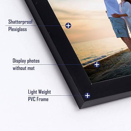 Miniatura 3 de Hoikwo Juego de 18 marcos de fotos de plástico negro de 3.5 x 5 pulgadas con cubierta de plástico para fotos familiares, obras de arte, marcos