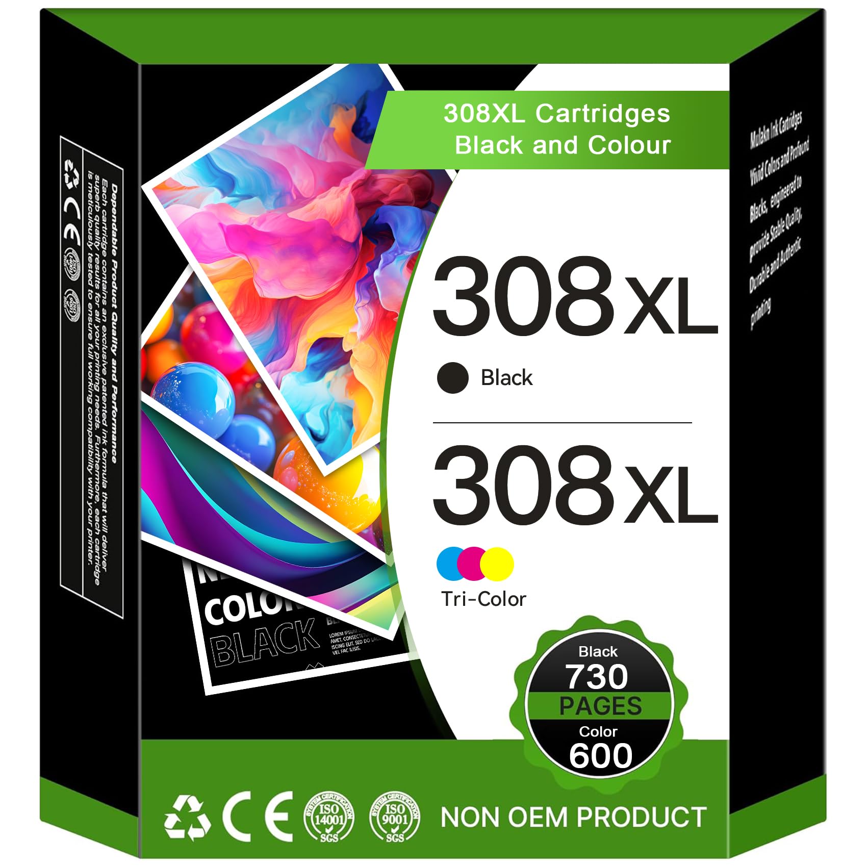 ColoWorld Cartuchos de Tinta 308 y 308XL Negro/Color para HP 308XL – 1330 páginas, compatibles con DeskJet 2900, 2920, 2920e, 2930e; Envy 6100, 6110e, 6120, 6120e, 6520e, 6530, 6530e