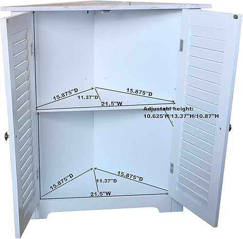 Miniatura 7 de Kings Brand Furniture Decatur - Armario de almacenamiento para suelo de esquina, color blanco