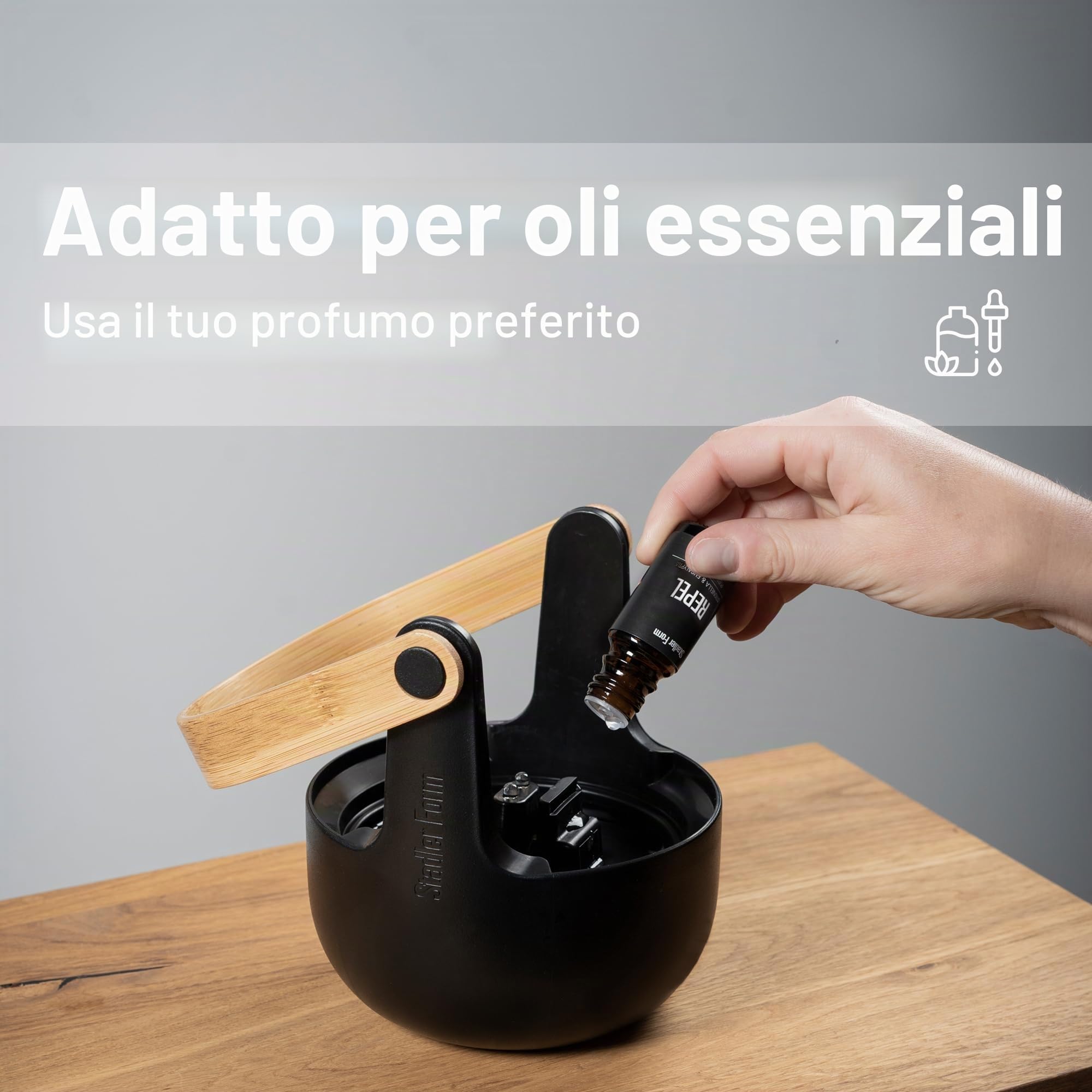 Stadler Form Diffusore di aromi e lanterna Sophie Little, con batteria fino a 7 h, adatto per interni ed esterni, illuminato e profumato con effetto fiamma, per oli essenziali, nero