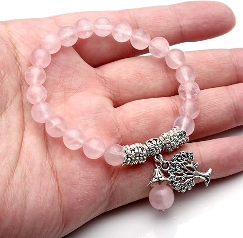 Miniatura 9 de Jovivi Paquete  2 artículos de adorno de bonsái de cristal de cuarzo rosa con forma de corazón de árbol del dinero con piedras preciosas curativas +