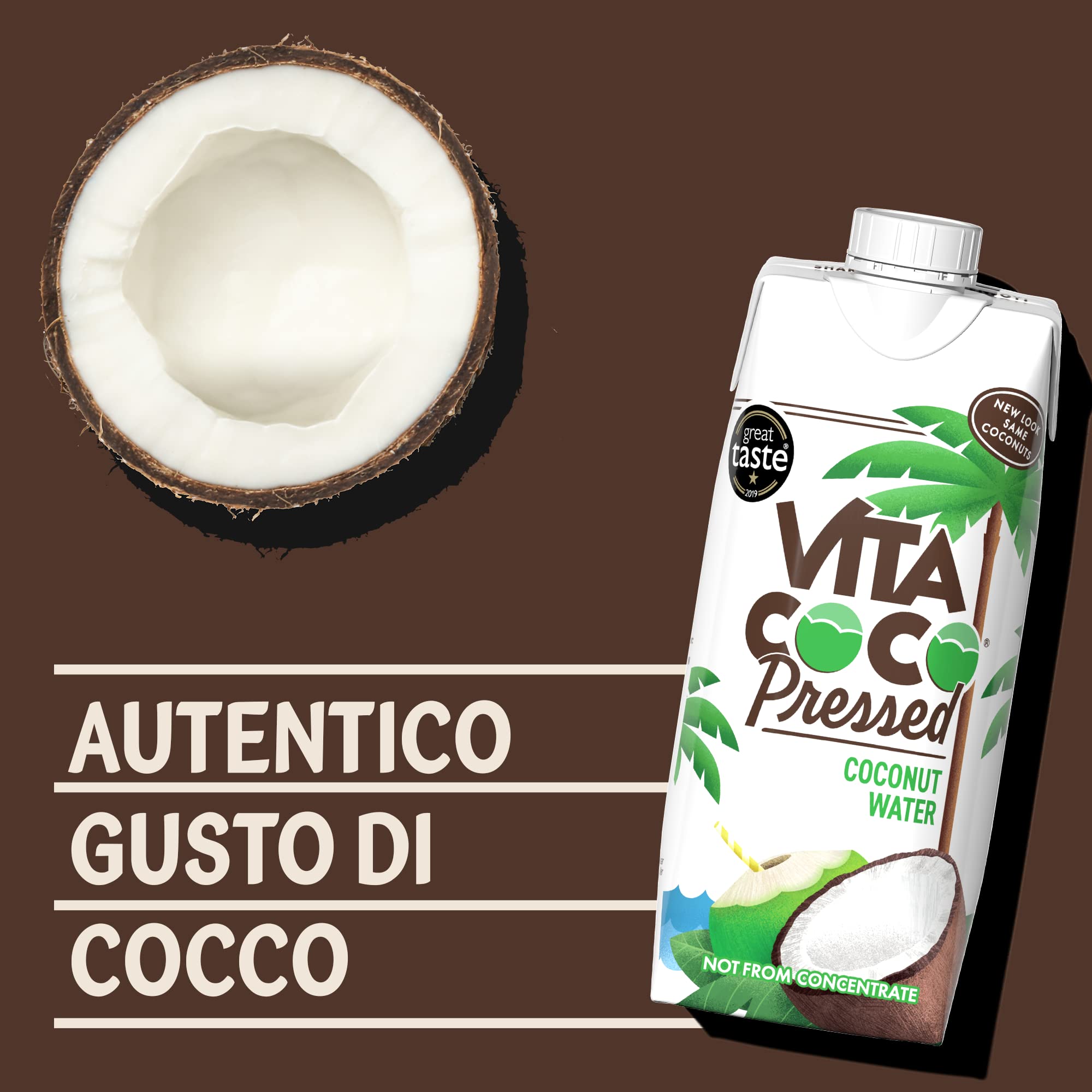 Vita Coco Acqua Di Cocco Extra 12x330 ml, Senza Glutine, Ricca Di Vitamina C E Potassio, Gusto Cocco