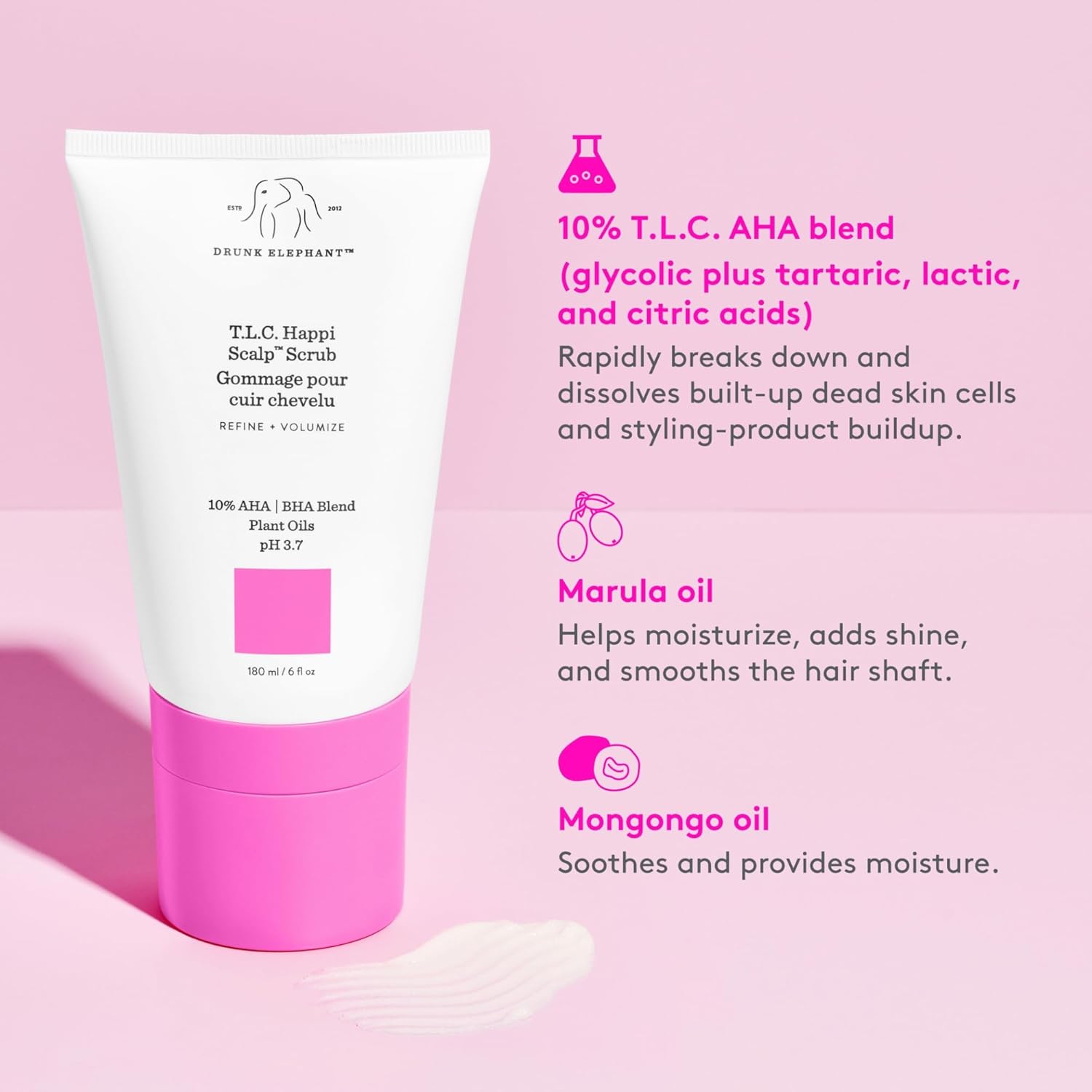 Drunk Elephant T.L.C. Happi Scalp Scrub - 180 ml/6 fl oz - Clean Clinical - Sulfate-Free - Cruelty-Free - Dermatologist-Tested - Free of Essential Oils, Silicones, and SLS