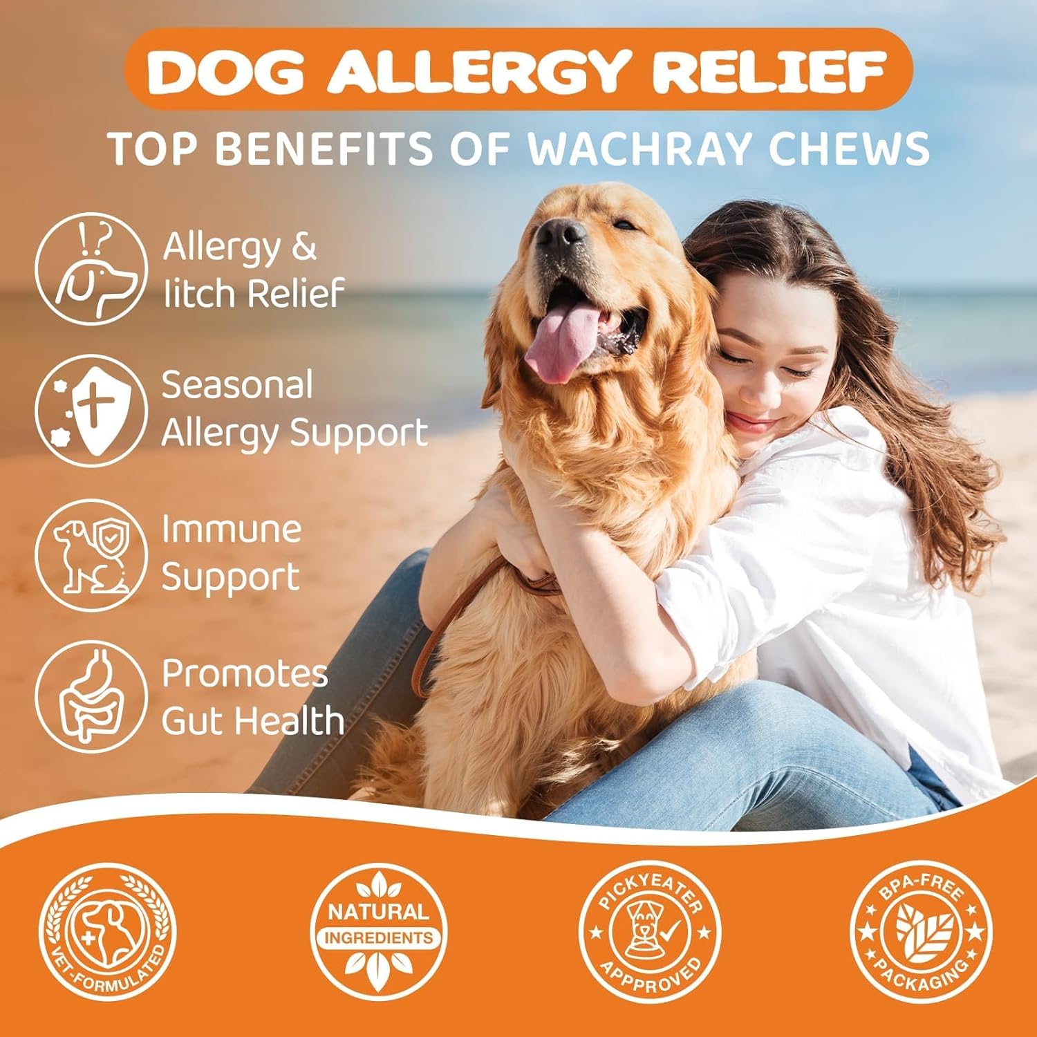 Dog Allergy Relief Chews - Advanced Dog Allergy Chews - Dоg Itching Skin Relief Treatment Pills with Probiotics - Immune Support & Skin Relief for Paw Licking, Seasonal Allergies - 180 Treats Chicken