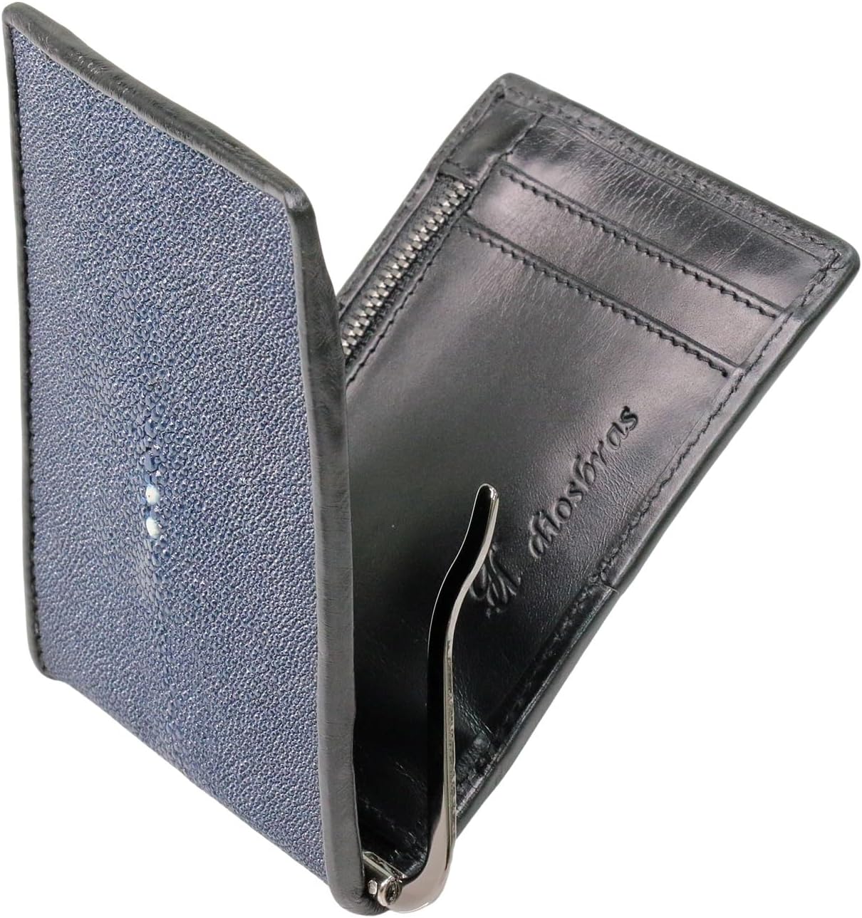 diosbras] メンズ二つ折り レザーウォレット 本革 スティングレイ
