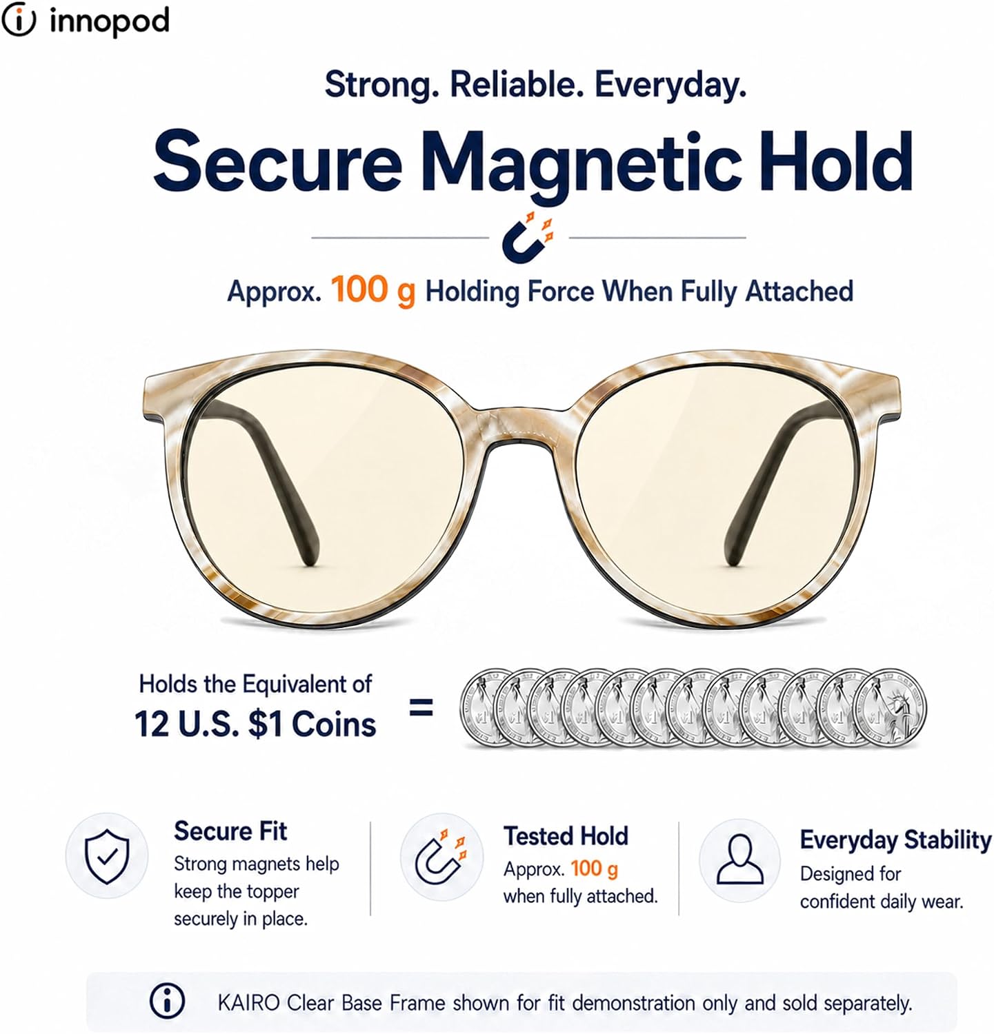 NOVA Magnetic Glasses, Round Frame & Interchangeable Toppers image 3