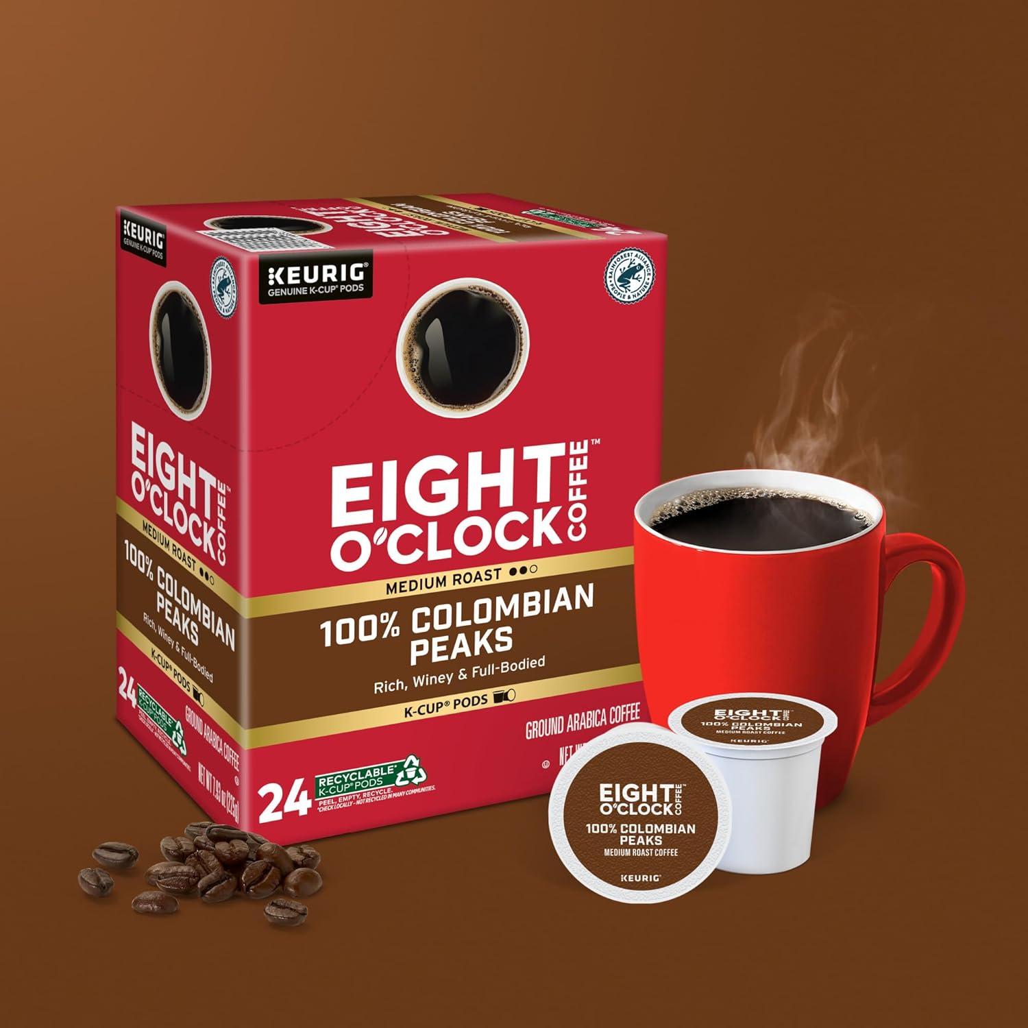 Elevate Your Coffee Experience with Eight O'Clock Colombian Peaks: 96 Medium Roast K-Cups