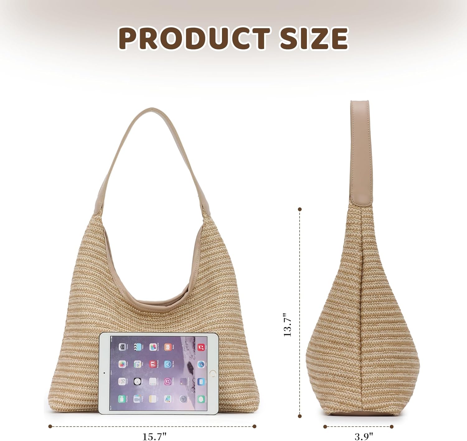 Oweisong Women Summer Beach Bag Straw Bucket Tote Handbag Woven Vacation Purse | Black Striped, Pink Rainbow, Hippe Satchel, Hobo Shoulder Bag, Tote Bag for Women, Trendy 2026 - Image 5