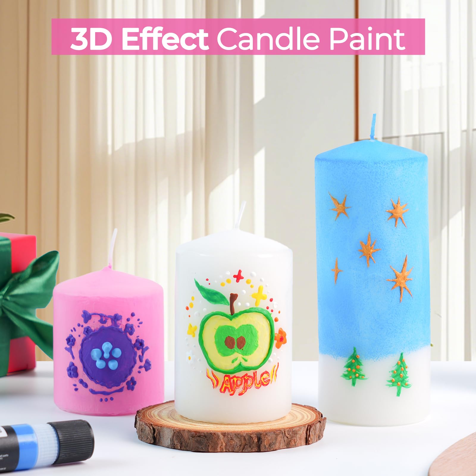 Nicpro Candle Wax Pen, 12 Colors 3D Candle Paint Include Glitter Silver Gold, Non-Toxic Candle Making & Painting Kit, Vibrant Colors Wax Paint for Crafts DIY Birthday Holidays Wedding Party 1-oz(30ml)