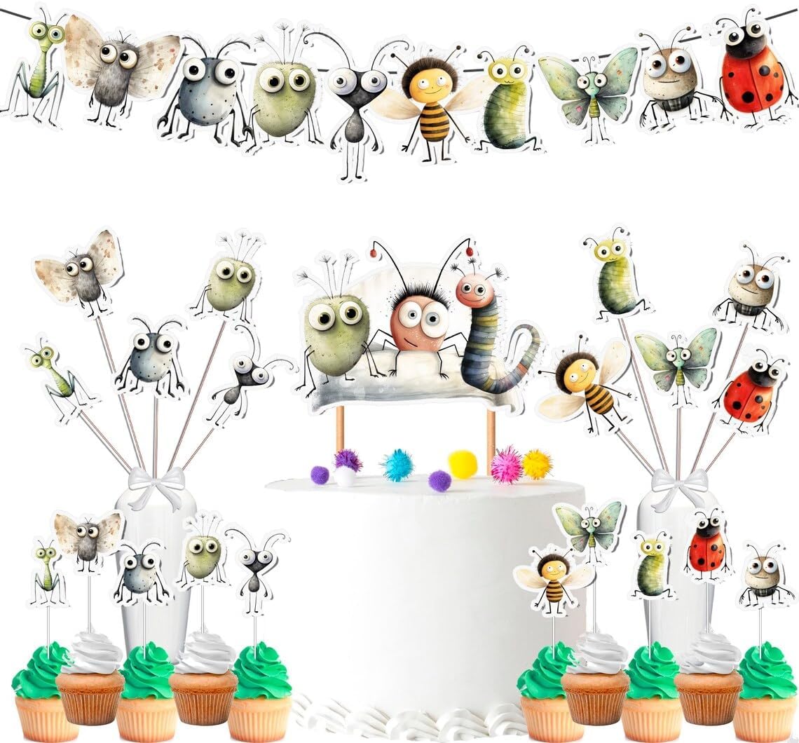 Amazon.com: Whimsical Bug Party Decorations Kit - Cupcake Toppers, Cake ...