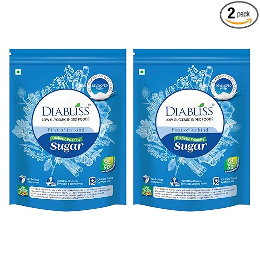 Diabliss Diabetic Friendly Herbal Cane Sugar - Free from Chemicals/Artificial Sweeteners - Low Glycemic Index (GI) - 500g Pouch (500 g (Pack of 2))
