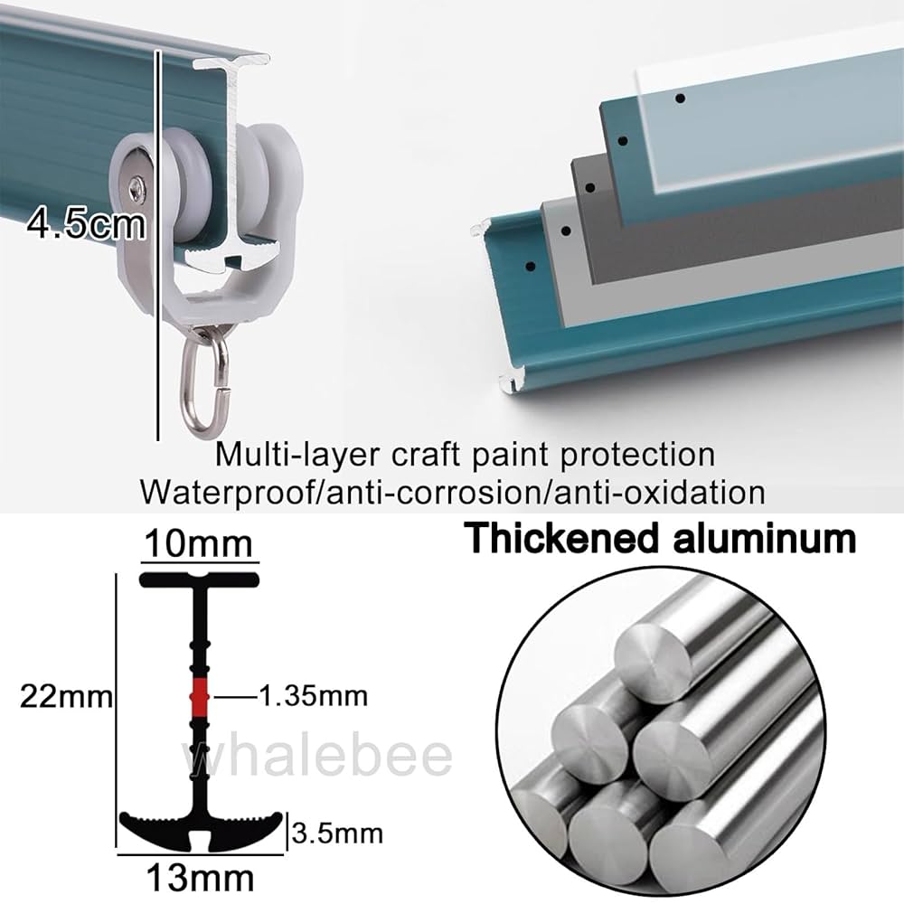 Double Curtain Track System - 3.5M Aluminium Ceiling/Wall Rail For Living Room & Bedroom, Smooth