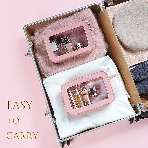 Miniatura 6 de Bolsa de maquillaje transparente e impermeable, portátil, organizador de cosméticos de viaje para mujeres, bolsa de aseo con ventanas y cremalleras
