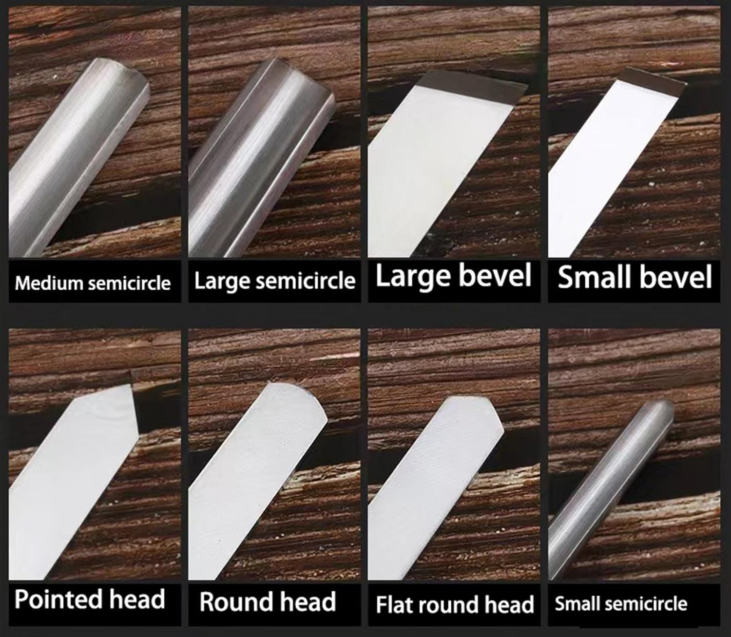 Chisels, 9Pcs Professional Woodworking Hss Turning Tool Set with 2 Bevels 1 Point 1 Parting 1 Flat Round Head 1 Flat Chisel and 3 Half Round Tools for DIY Woo,One Size