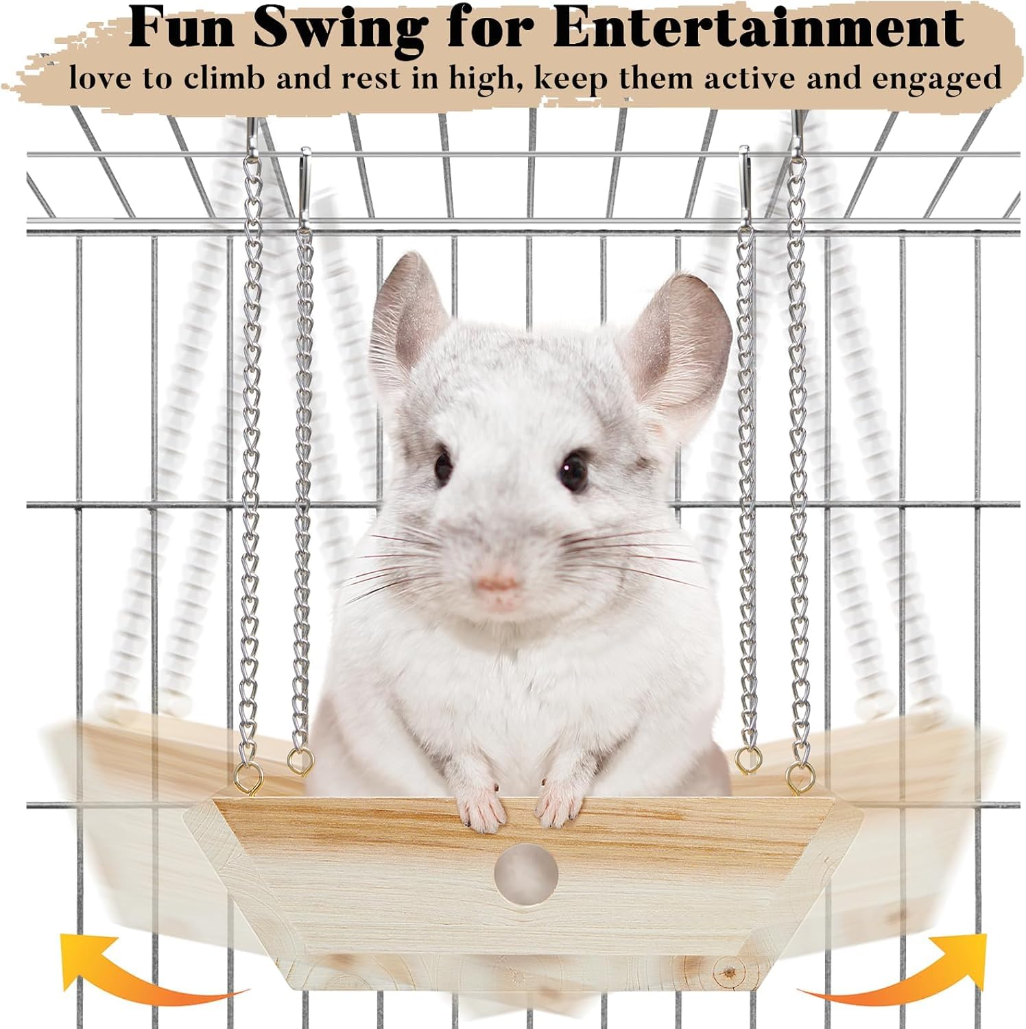 Natural Wood Chinchilla Hammock for Cage Swing Chinchilla Bed Hanging, Wooden Chinchilla Toys and Cage Accessories - Image 4