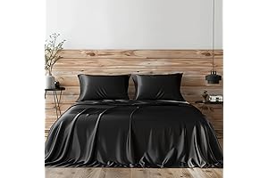 Candoury Satin Sheets Queen Bed Set 4 Pcs