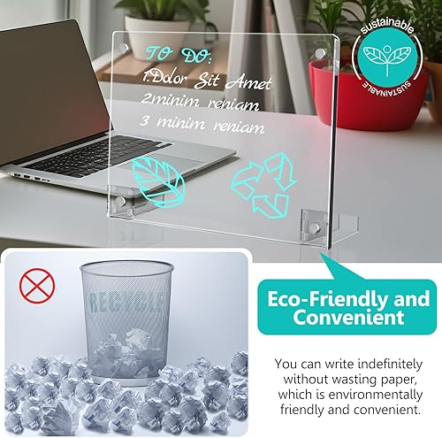 Miniatura 6 de 2 pizarras de acrílico transparente de borrado en seco para neveraescritorio, planificador mensual magnético de comidas de 16 x 12 pulgadas, pizarra