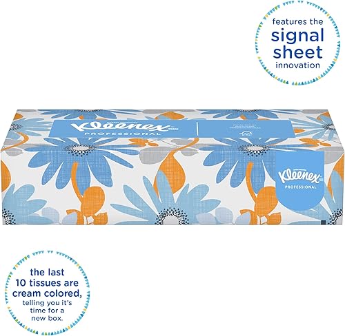 Miniatura 3 de Kleenex Pañuelo facial de 2 capas, plano, 100 pañuelos por caja, paquete de 5 cajas