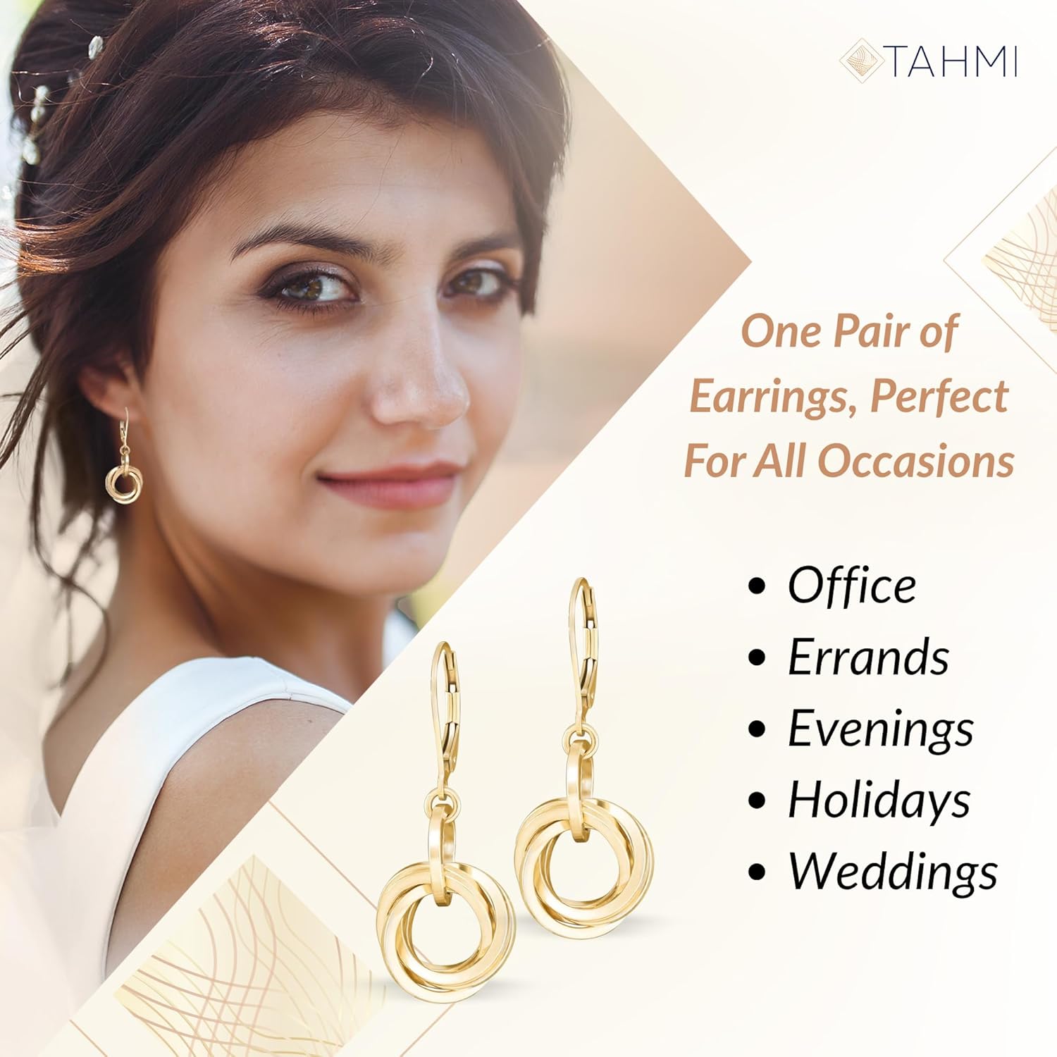 Elegant 14K Yellow Gold-Filled Love Knot Earrings | Stylish Leverback Circle Dangle Earrings for Women | Everyday Minimalist Jewelry Gift Idea for Her - Image 2