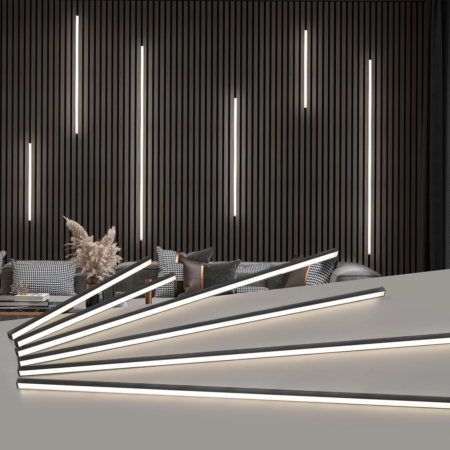 Art3d LED Recessed Lighting Kit - 6pcs Self-Adhesive White LED Light with Smart Switch, 3000k Touching Switch Light for Wood Slat Wall Panels, Headboards, Stairs, Under Cabinet, Home Decor