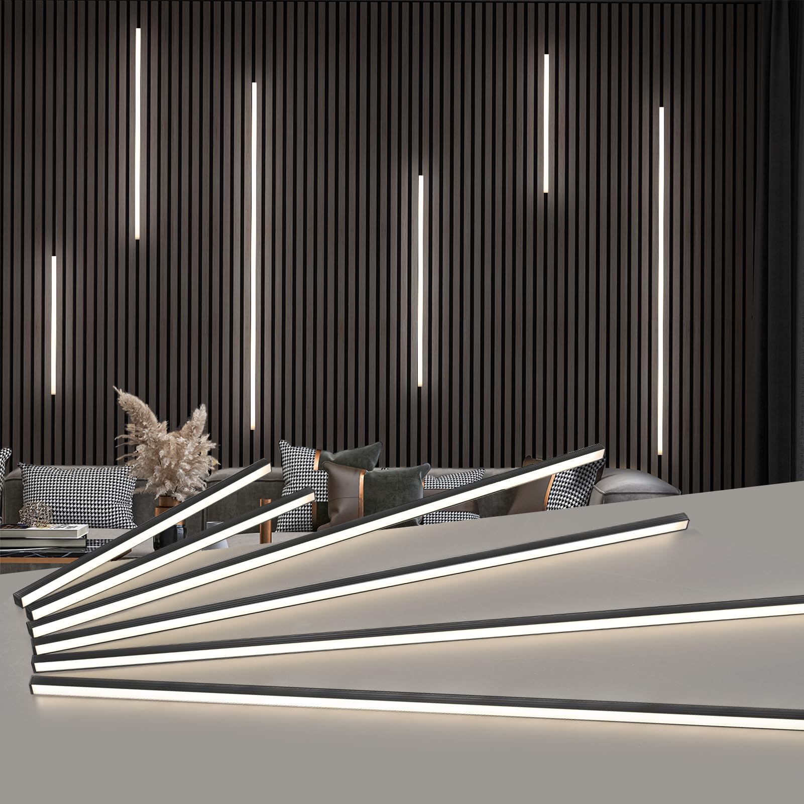 Art3d LED Recessed Lighting Kit - 6pcs Self-Adhesive White LED Light with Smart Switch, 3000k Touching Switch Light for Wood Slat Wall Panels, Headboards, Stairs, Under Cabinet, Home Decor