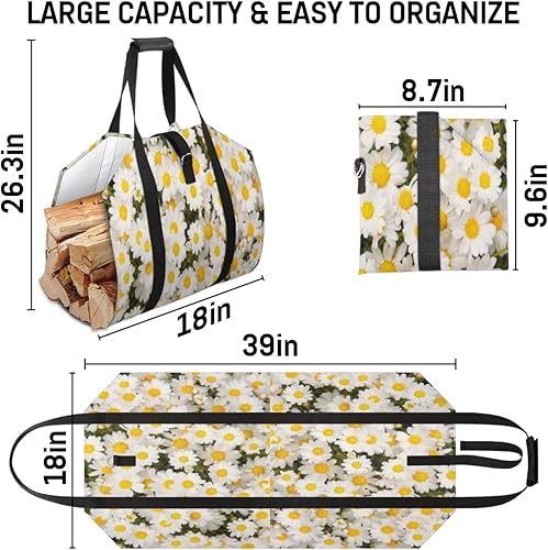 Miniatura 44 de Bolsa de transporte de leña de gallo, grande, duradera, para chimenea, accesorios para estufas de leña de 39 x 18 pulgadas, soporte para leña