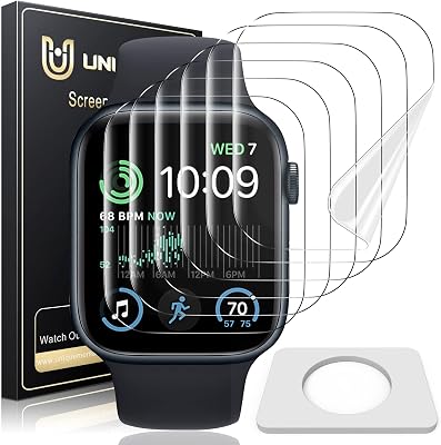 UniqueMe 6 Pack TPU Screen Protector Compatible with Apple W - best apple i watch screen protector