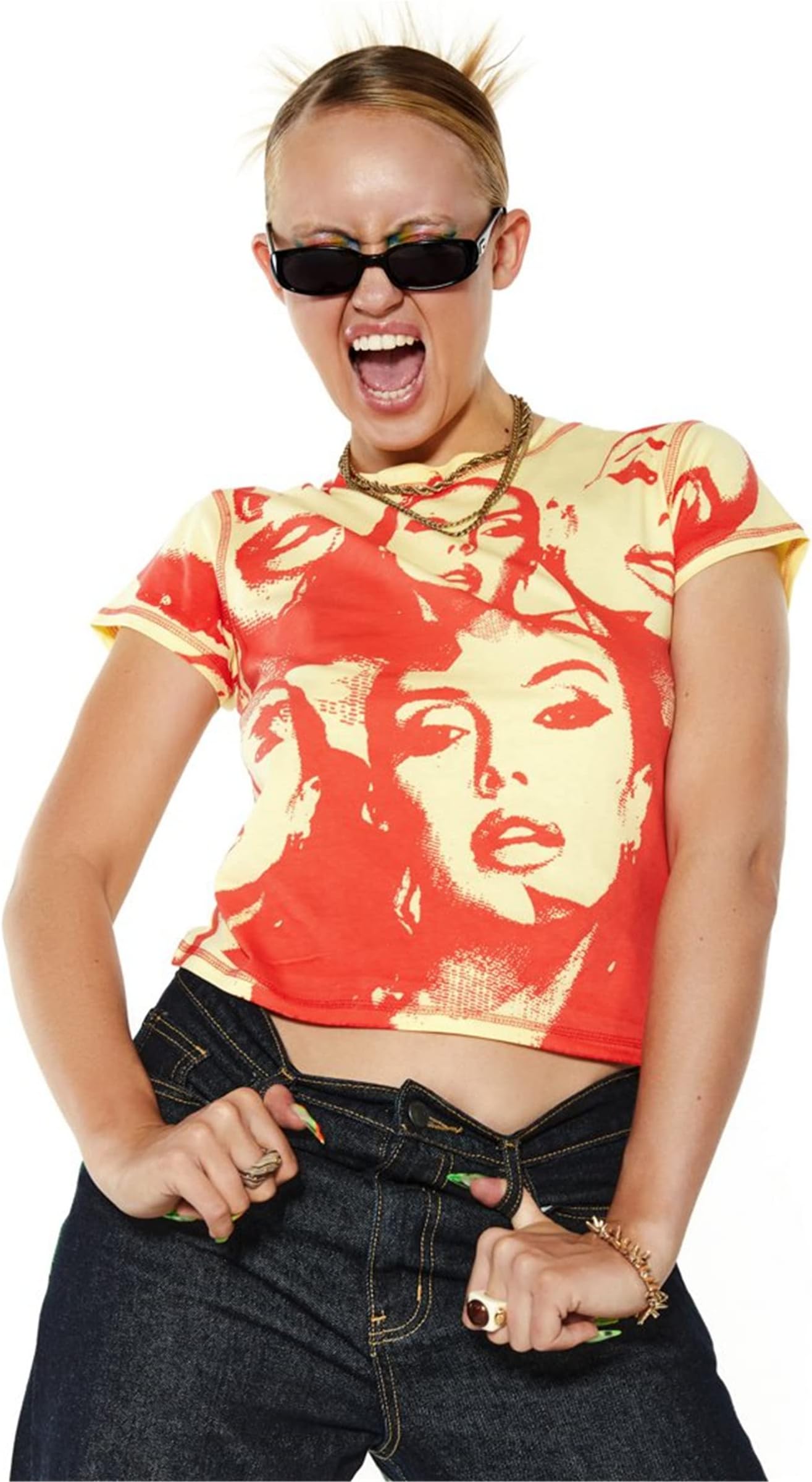 Women Crop Top Y2K Graphic Print Aesthetic Slim T Shirts Short Sleeve Tee Vintage Streetwear Summer Casual Tops