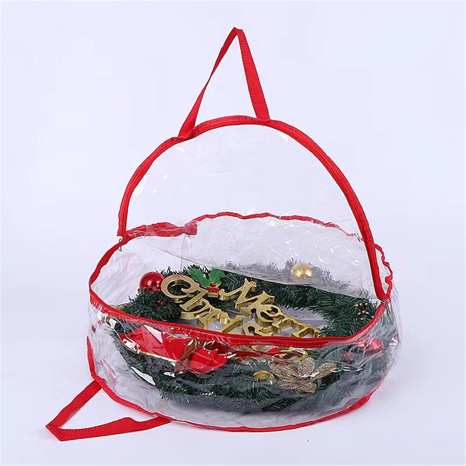 Zippered Transparency Storage Bag Christmas Wreath Organiser PVC Materials Holiday Decoration Protective Case Transparent Christmas Wreath Protector