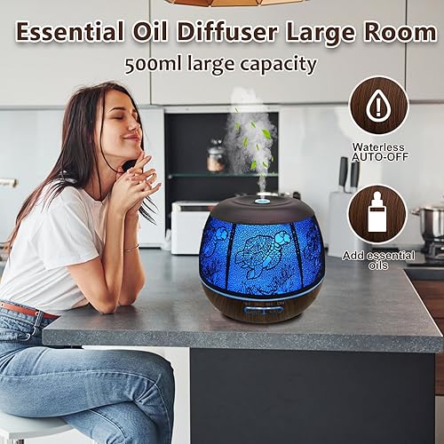 Miniatura 3 de Difusor de aceite esencial para el hogar, difusor de aromaterapia de 16.9 fl oz para aceites esenciales, habitación grande con humidificadores de