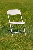Vista 2 de BTEXPERT® Juego de 2 sillas plegables de plástico blanco, marco de acero, silla comercial de alta capacidad para eventos, juego ligero para oficina