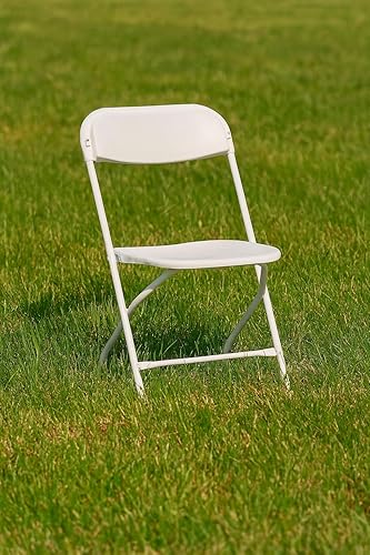 Miniatura 2 de BTEXPERT Juego de 2 sillas plegables de plástico blanco, marco de acero, silla comercial de alta capacidad para eventos, juego ligero para oficina,
