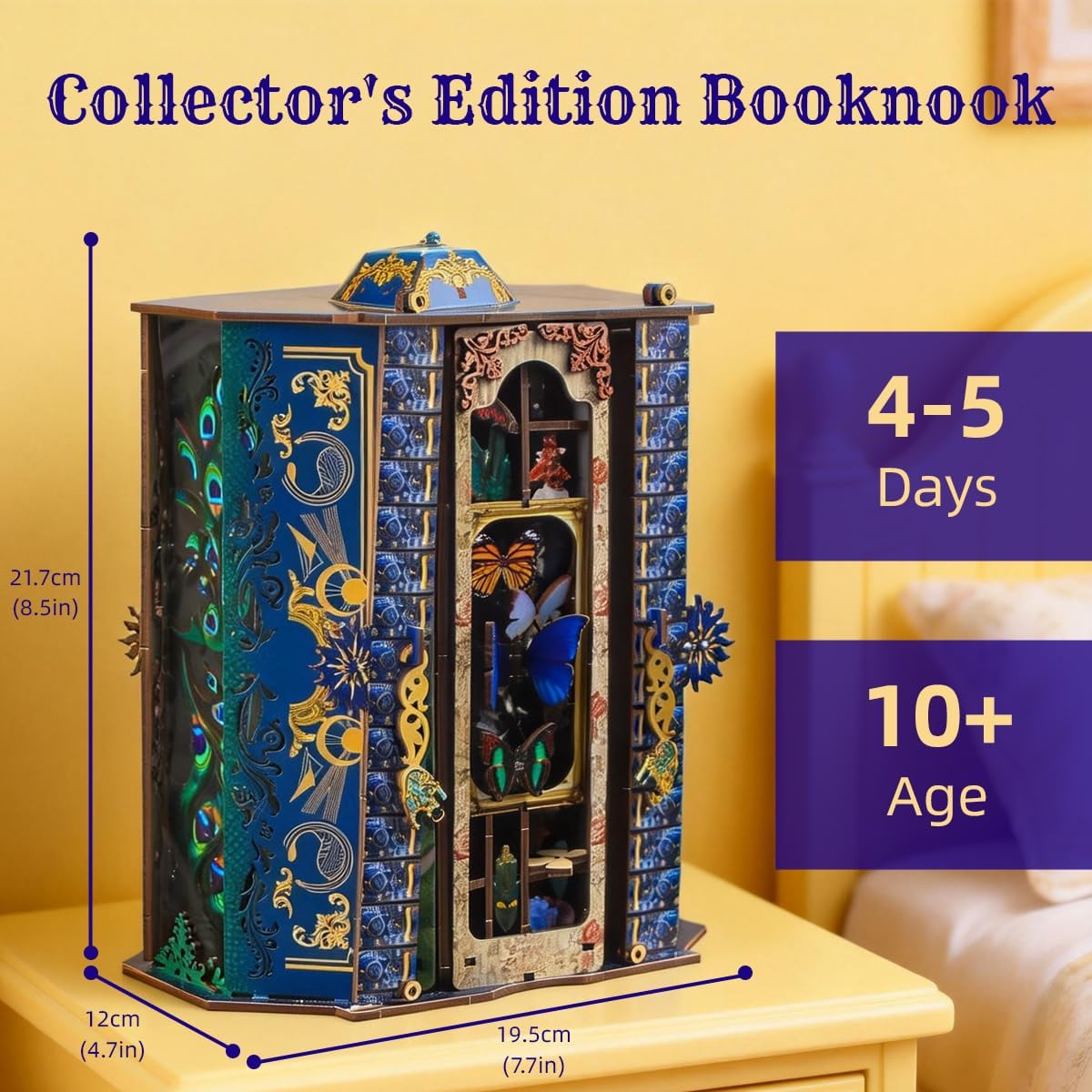 Cabinet of Curiosities Booknook Kit, DIY Miniature Dollhouse 3D Wooden Puzzle, Bookshelf Diorama Decor, Building Set for Teens Women Book Lovers, Shelf Display Model