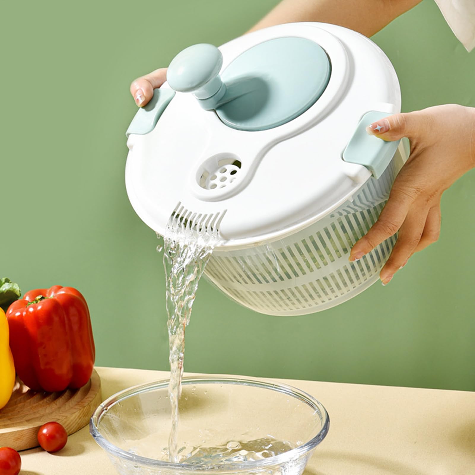 Centrifuga per insalata, in polipropilene, 25,2 x 21,7 x 18,5 cm, centrifuga per lattuga, 5 l, con e impugnatura antiscivolo, asciuga verdure e tritatutto per insalata per una facile