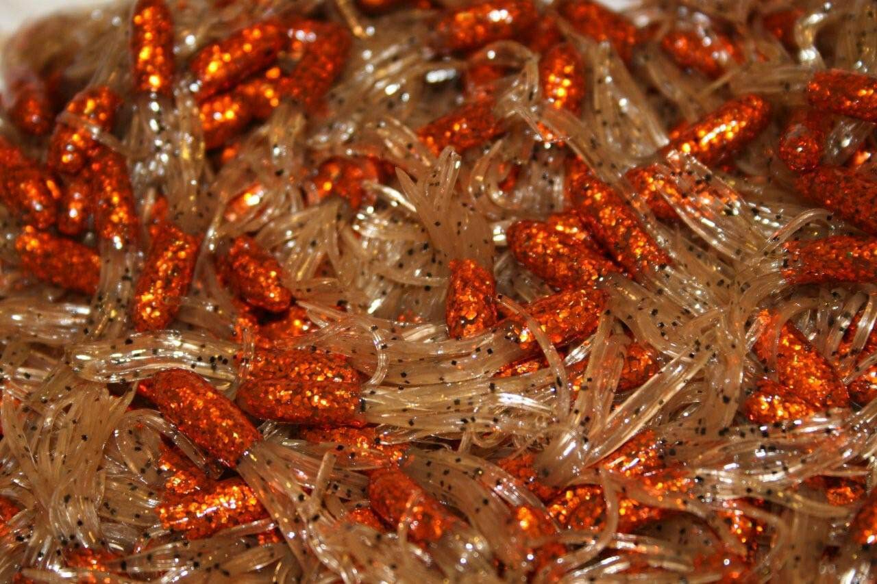 Tubo Jig Verde Pepe Giallo 100 Pezzi Tubi Da Pesca 1.5" Verde/Giallo - Jig Per Bluegill, Crappie, Persico Esche Da Pesca Tubolari - Foto 12