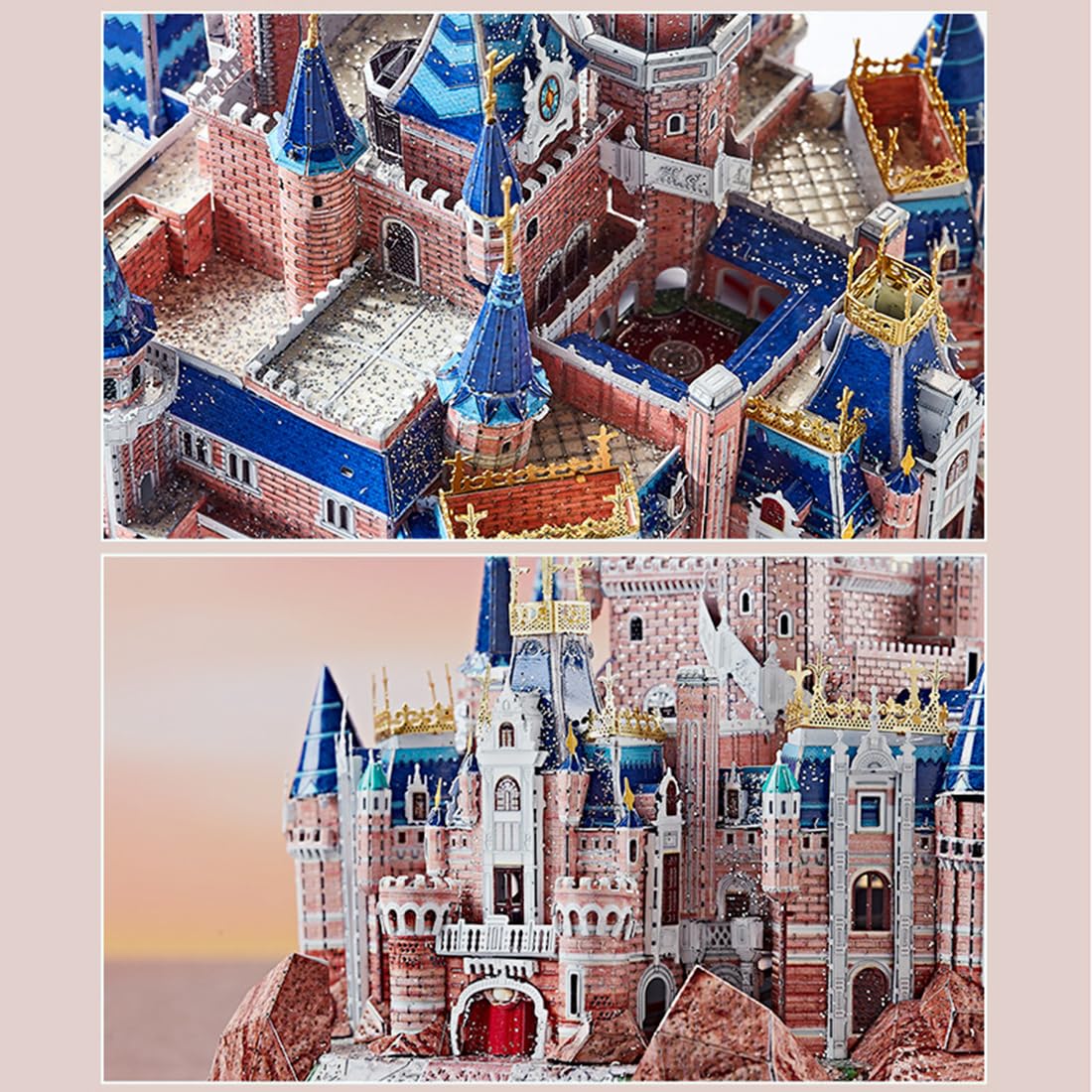 JEBU Metalowy model 3D dla dorosłych, metalowe puzzle 3D, DIY, zamek modelowy, 298 elementów, puzzle 3D, steampunk, DIY, łamigłówki, dekoracja domu