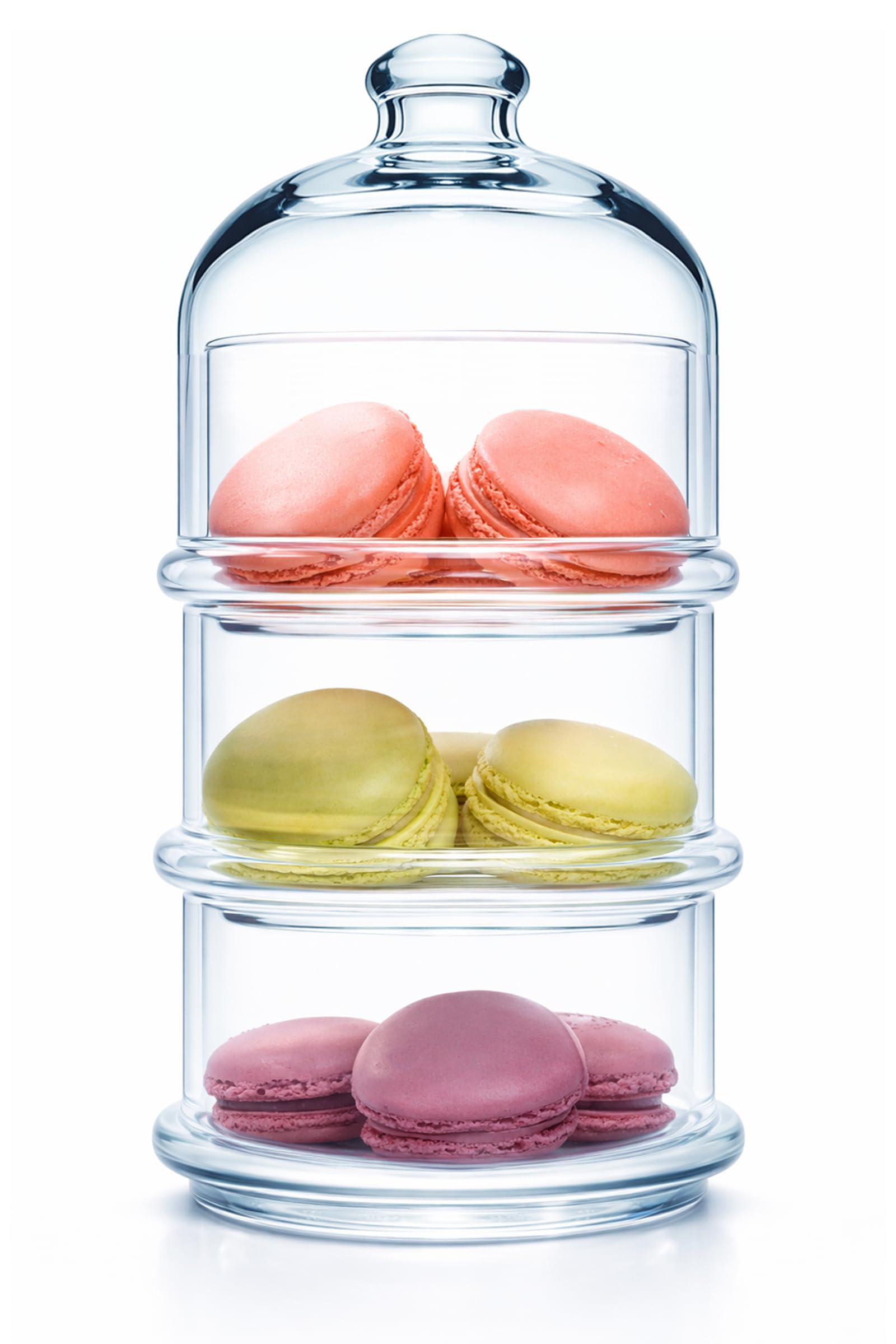 ums 3-Tier Glass Stackable Jar - Clear Apothecary Jars with Lid - Storage Container and Organizer for Food, Candy, Biscuit, Cookie, Kitchen and Bathroom Organizer, Glass Pantry Jars