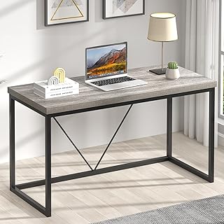 FOLUBAN Modern Home Office Desk, Industrial Vintage Computer Desk, Rusti...