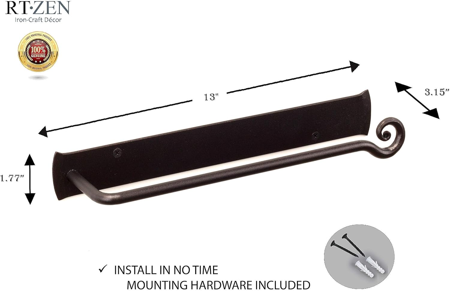 RTZEN Wrought Iron Bathroom Accessories Set, Decorative Hand Towel Bar and Toilet Paper Holder