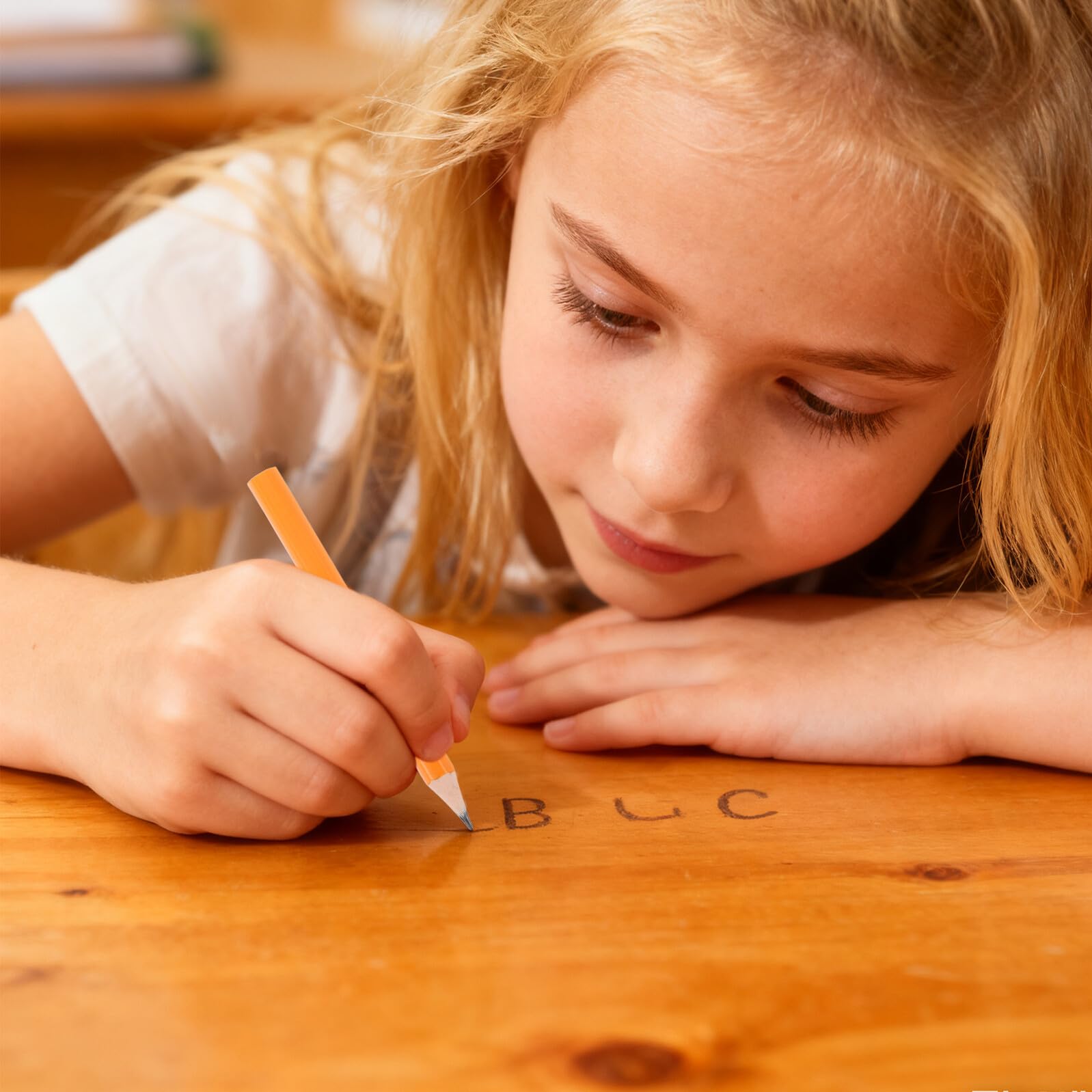 Veemoon Mini-crayons Ronds Jaunes pour Garçon et Filles 200 Pièces Crayons D'écriture Courts en Bois pour Apprentissage Scolaire, Papeterie Éducative pour Débutants, Usage Maison et École
