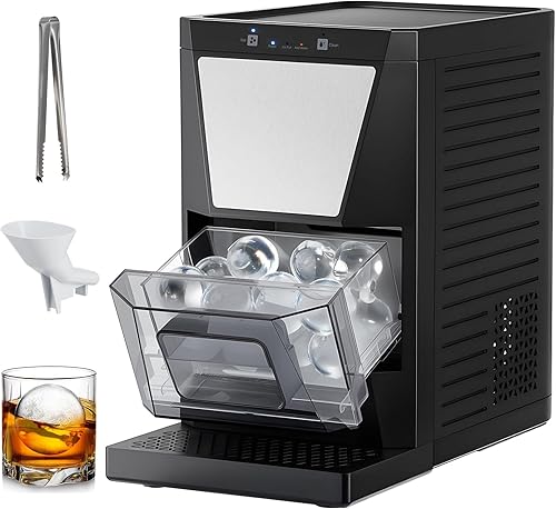 Encimera de bolas de hielo transparentes de 2 pulgadas, máquina de esfera de hielo de cristal, 2 bolas de hielo en 60 minutos, máquina de hielo de