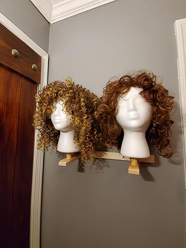 Miniatura 4 de SawMaw - Estante colgante para pelucas, organizador de pelucas de montaje en pared para múltiples pelucas, diseño patentado, hecho de madera maciza