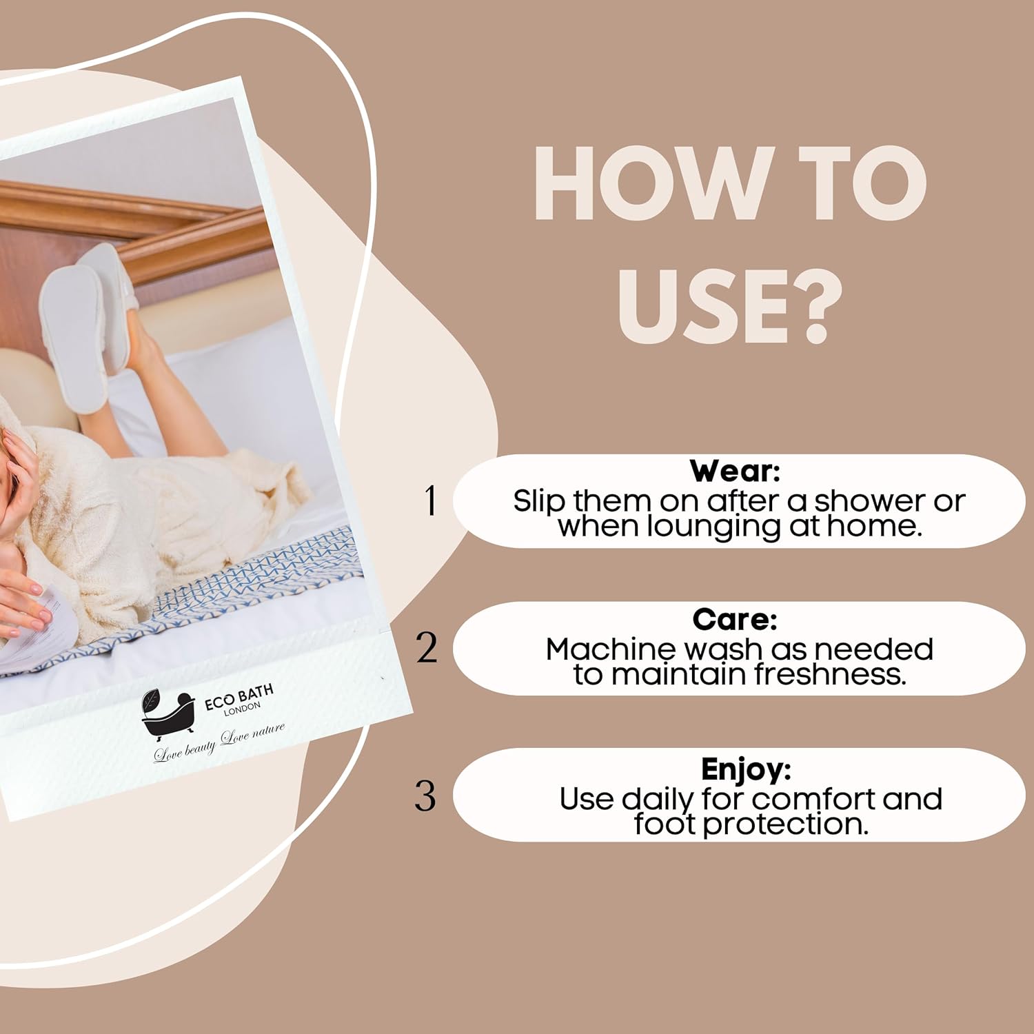 Natural Toweling Slippers - GOTS Certified 100% Organic Cotton, Ultra Soft, Machine Washable Indoor Slippers for Bath and Home S Size US (6-7 Women/5-6 Men) - Image 6