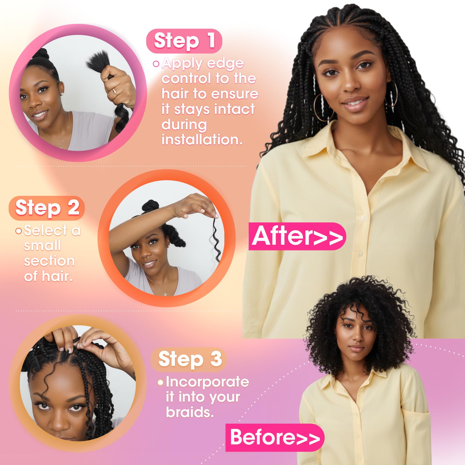 Silk-co Boho Braids Extension Capelli Veri No Weft Bulk Tessitura Matassa Ricci Deep Wave 45cm 50g/pack #1B Nero Naturale