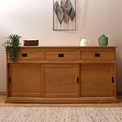 IDIMEX Balcão Aparador Madeira Rustico 3 Portas Correr e 3 Gavetas Balcão Buffet 160 cm Savona