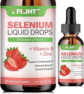 Selenium Liquid Drops - 200mcg Liquid Selenium Supplement with Vitamin B Complex & Zinc - Support for Immune System, Antioxidant & Heart Health, High Absorption - Strawberry Flavor, 2 Fl Oz
