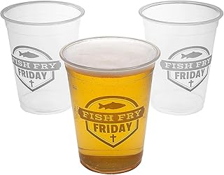 DISPOSIBLE FISH FRY PLASTIC CUPS - Party Supplies - 50 Pieces