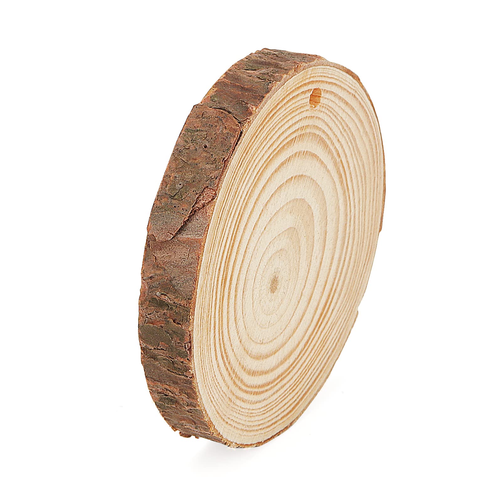 ZEONHAK 30 PCS 7-8cm Craft Log Wood Slices, Nutural Wooden Circles with Hole Hanging Rope - Image 4