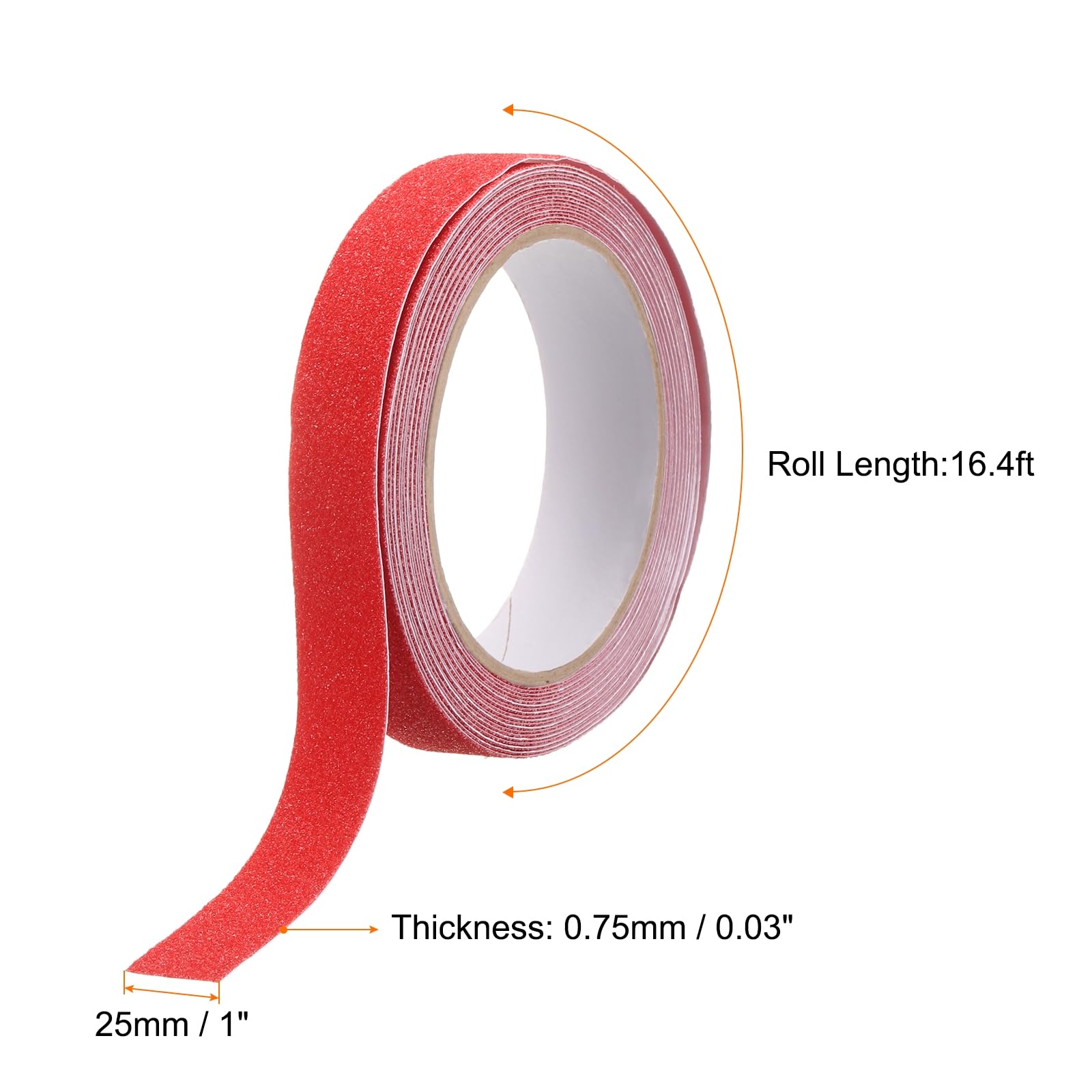 sourcing map Ruban de traction antidérapant 2,5 cm x 5 m Imperméable Haute friction Résistant aux intempéries Rouge
